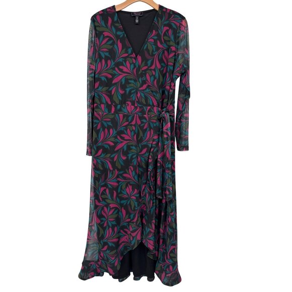 C Wonder by Christian Siriano Mesh Ruffle Hem Dress Wild Tulip Fuchsia Size XL - Picture 2 of 7